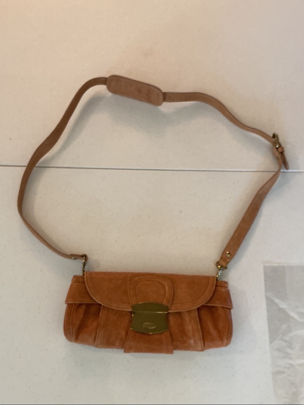 Kooba Tan Leather Shoulder Bag with Gold Hardware